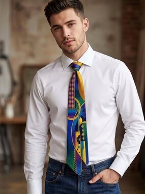 Napoleon Multicolor Geometric Men's Silk Tie